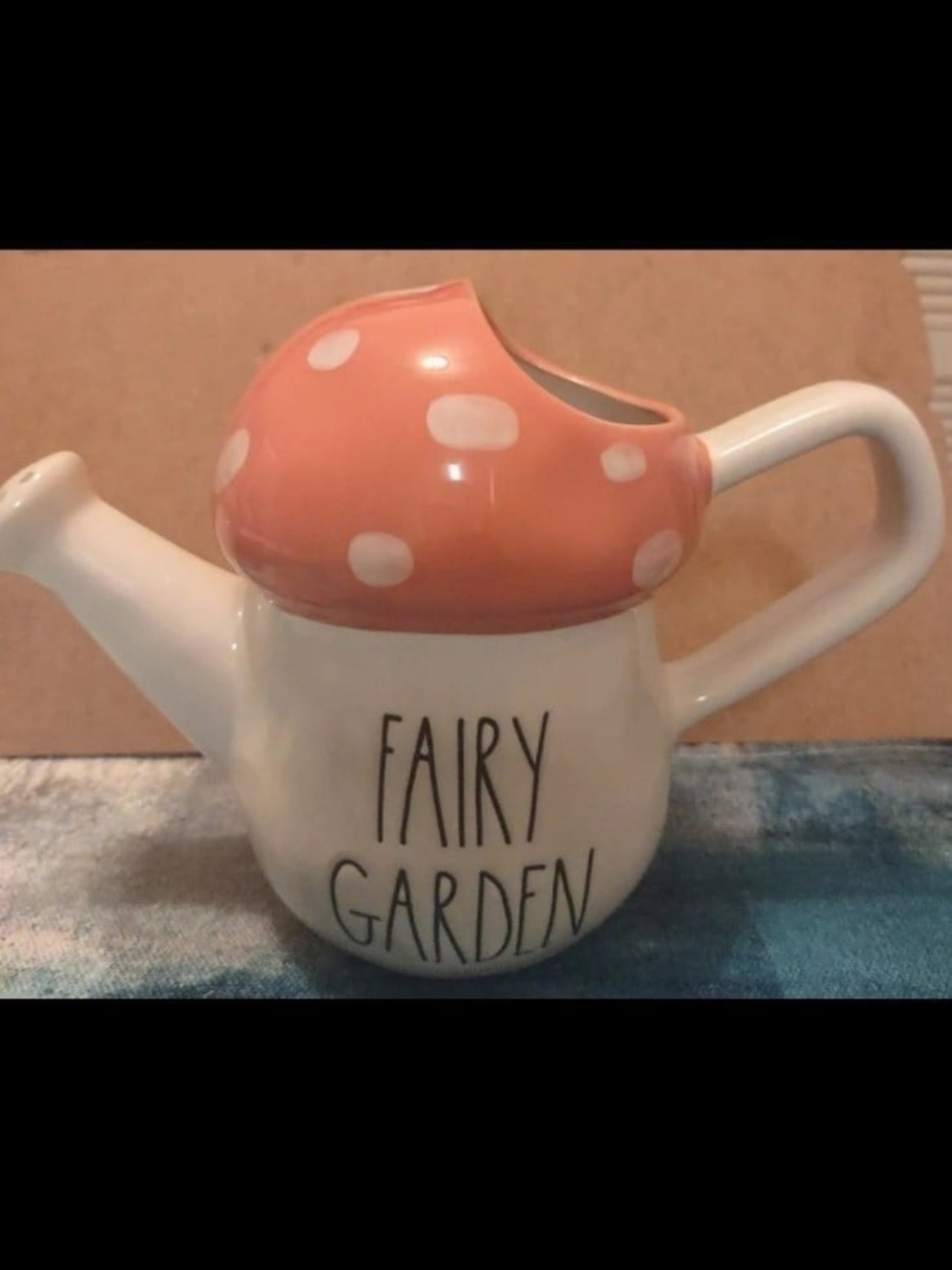 Rae Dunn Pink and White Fairy Garden Watering Can Vase - Picture 2 of 4